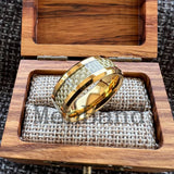 Carbon Fiber Inlay 4/6/8mm Gold Tungsten Engagement Wedding Rings for Men Women
