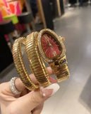Fashionable Snake-Shape Zircon Diamonds Embedded Bracelet Ladies Watch Elegant Timepiece