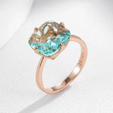 14K Filled Gold Big Square Light Green AAA Zircon Crystal Fashion Rings For Women