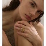 New Design 18K Gold Plated Stainless Steel Metal Geometric Adjustable Creative Ring