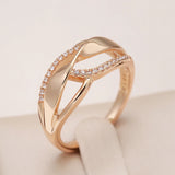 14 Karat Gold Filled Geometric Hollow AAA Zircon Diamonds Wave Design Rings for Women