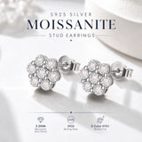 7 Stone D Colour VVS1 Moissanite Diamonds Silver Classic Round Stud Earrings