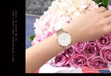 New Simple Elegant Rose Gold Tone Stainless Steel Women Bracelet Watch - Quartz Movement Steel Mesh Watches