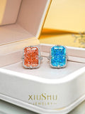 New Fabulous Blue, Orange High Quality AAAAA High Carbon Diamond Topaz Gemstone Temperament Rings for Women - The Jewellery Supermarket