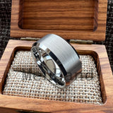 Brushed Finish Beveled Polished Edge 10/12mm Men Wedding Black Tungsten Rings