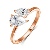 New Design Double Pear Cut VVS1 D Colour Moissanite Diamonds Silver Wedding Rings