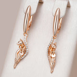 14 Karat Rolled Gold Shiny Cat Design AAA  Zircon Diamonds Long Drop Earrings For Women