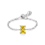 Fashion Silver 12 Month Birthday AAAA Lab Created Diamond Adjustable Chain Rings