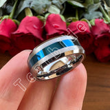 Beveled Brushed Polished Finish 8mm Men Women Two Tone Tungsten Wedding Rings
