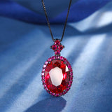 New Vintage Lab Created Blood Ruby Gemstone Necklace Pendant Ring Earrings - Party Fine Jewellery Sets for Women