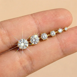 Sterling Silver Six Claws Sparkling Moissanite Diamonds Flat Back Stud Earrings