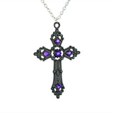 Vintage Baroque Christian Cross Unisex Necklace - Silver Colour With Crystals Gothic Crucifix Symbol Jewellery - The Jewellery Supermarket