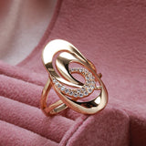 New Fashion 14K Rolled Gold Unusual Geometry AAA Zircon Diamonds Big Rings Fine Jewellery