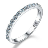 Half-Eternity Moissanite Diamonds Matching Wedding Diamond Sterling Silver Ring