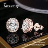 Selection of 0.5-2ct Cut 3EX D VVS1 Moissanite Diamonds Silver Stud Earrings