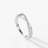 Geometric Design Dazzling AAAA Lab Created Diamond 925 Sterling Silver Ring