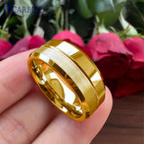 Classic Ring Grooved Brushed Polished Beveled Men Women Wedding Tungsten Rings
