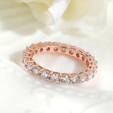 Radiant 18K Rose GPlated D VVS1 Moissanite Diamonds Eternity Wedding Engagement Jewellery Rings for Women - The Jewellery Supermarket
