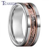 Pipe Cut Polished Finish Groove Inlay Silver Colour Men Women Tungsten Wedding Rings