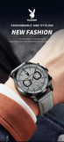 Men's Fashion Quartz Watch High Quality Leather Strap Waterproof Multifunction Wristwatch with Stylish Design