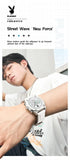 PLAYBOY Top Brand Original Luxury Waterproof Silicone Strap Calendar Luminous Fashion Quartz Men's Wrist Watches