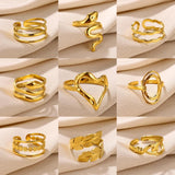 New In Stainless Steel 14K Gold Colour Rings For Women and Girls - Ideal Trendy Fashion Rings, Ideal Gifts - The Jewellery Supermarket