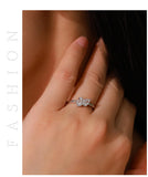 Fabulous Silver Geometric Design Sparkling Pear Cut AAAA Lab Created Diamond Rings