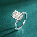 Superb Emerald Cut AAAA Lab Created Diamond 925 Sterling Silver Luxury Ring