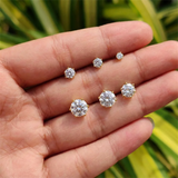 Sterling Silver Six Claws Sparkling Moissanite Diamonds Flat Back Stud Earrings
