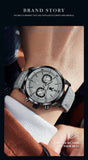PLAYBOY Top Brand Fashion Watch for Men Leather Strap  High Quality Casual Waterproof Luxury Quartz Men's Watches
