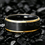 Matte Silver Brushed Center Shiny Blue Beveled Edges Two Tone 6/8mm Tungsten Rings