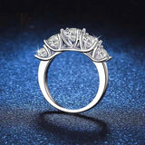 Classic 5 Stones 18KGP 3.6CT Round Moissanite Rings For Women Sparkling Wedding Engagement Sterling Silver Jewellery