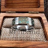 Gear Wheel Blue Carbon Fiber Inlay Unique 6/8mm Tungsten Carbide Wedding Rings