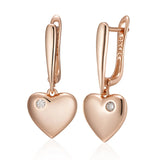 14K Rolled Gold Luxury Heart AAA Zircon Diamonds Drop Fine Jewellery Earrings for Women