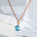 14K Gold Filled Cube AAA Blue Zircon Women's Luxury Long Fashion Pendant And Necklace