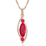 14K Gold Filled Fashion AAA Red or Brown Zircon Crystal Rhombus Pendant And Necklace