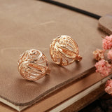 14K Gold Filled Vintage Spherical Hollow Fashion Texture Geometric Elegant Earrings
