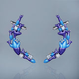 Creative Small Fish Shape Handmade Enamel Zircon Diamonds Stud Earrings