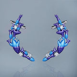 Creative Small Fish Shape Handmade Enamel Zircon Diamonds Stud Earrings