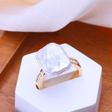Irregular Big Baroque Natural Pearl Gold AAA Zircon Diamonds Silver Colour Rings