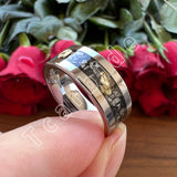 Pipe Cut Polished Finish Groove Inlay Silver Colour Men Women Tungsten Wedding Rings