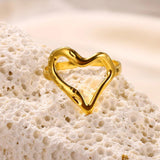 New In Stainless Steel 14K Gold Colour Rings For Women and Girls - Ideal Trendy Fashion Rings, Ideal Gifts - The Jewellery Supermarket