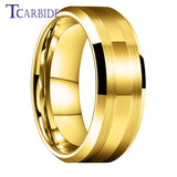 Beveled Brushed Polished Finish 8mm Men Women Two Tone Tungsten Wedding Rings