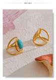 18K Gold Plated Exquisite Natural Stone Open Adjustable Glossy Popular Ring