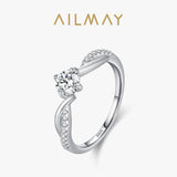 Superb 1CT Delicate, Twisted AAAA Lab Created Diamond 925 Sterling Silver Ring