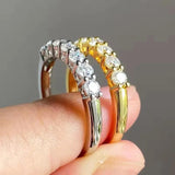 18K Gold Plated D Colour 3mm 7-Stone Eternity Moissanite Diamonds Rings S925 Silver Lab Diamond Fine Jewellery