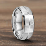 Dome Double Groove Inlaid With Mother Of Pearl Shell  6/8mm Tungsten Ring