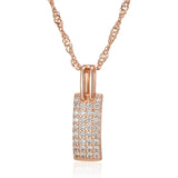 Gorgeous 14K Filled Rose Gold Gorgeous AAA Zircon Diamonds Square Pendant And Necklace - Simple Fine  Jewellery