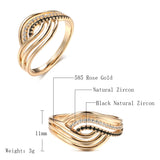 Rolled 14K Rose Gold White and Black AAA Zircon Diamonds Ring - Fashion Geometry Vintage Style Fine Jewellery