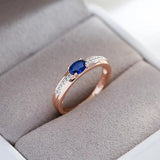 Latest Luxury 14K Rolled Rose Gold in Silver Colour Blue AAA Zircon Ring For Women - Daily Fine Vintage Jewellery
